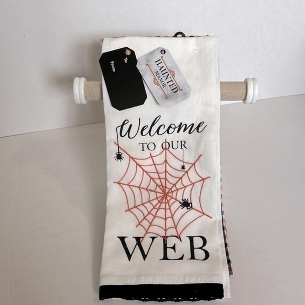 Adorable Welcome to our Web Halloween hand Towels